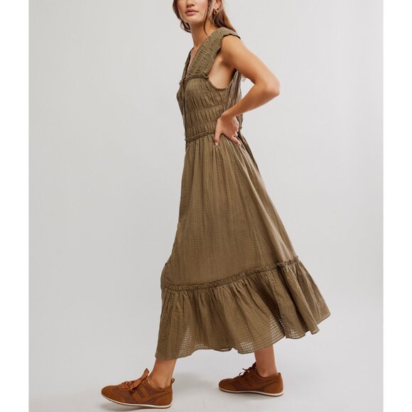 FREE PEOPLE Desert Dazed Midi Dress / Caiman - Picture 2 of 6